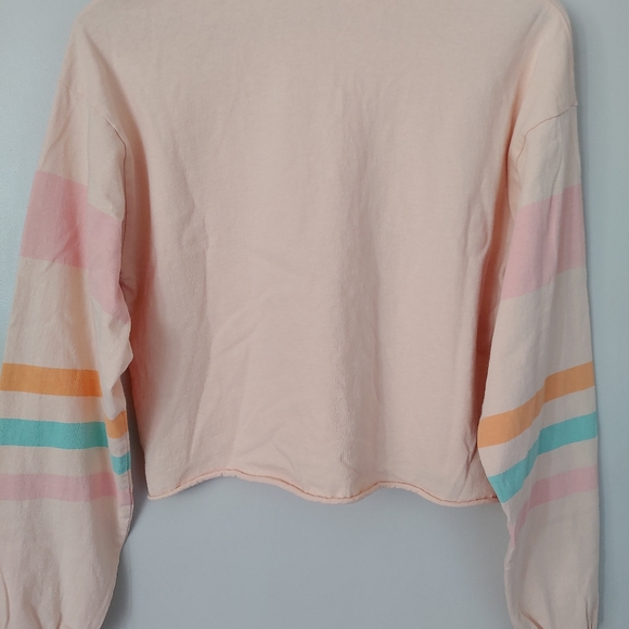 AE Studio American Eagle Crop Polo Long Sleeve Shirt Striped Size Small - Picture 12 of 14